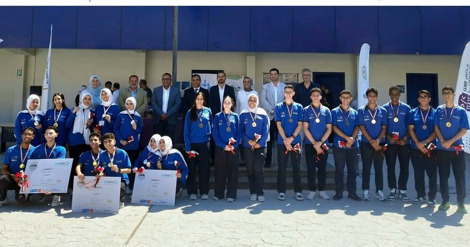 Egypt Cities Hackathon winners at a technological school