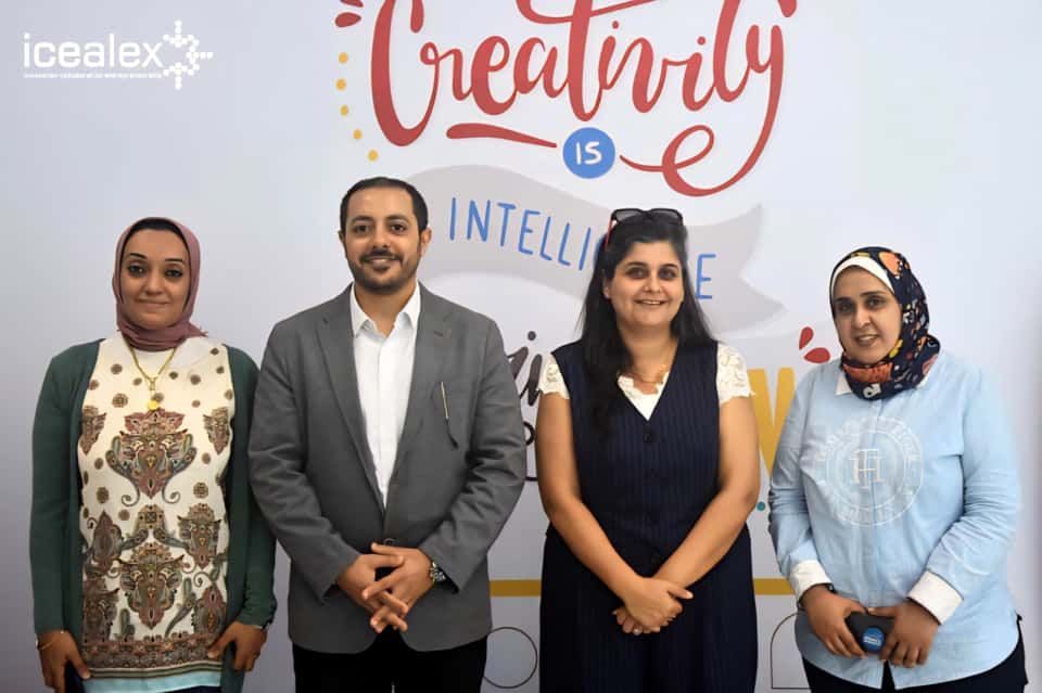 Ms. Rozan Khalifeh, Country Director of Plan International Egypt, with Dr. Ahmed Bastawy at icealex